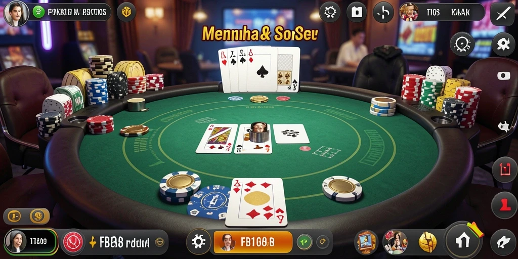 Tampilan menarik dari gameplay Poker di FB168 yang menampilkan aksi seru.