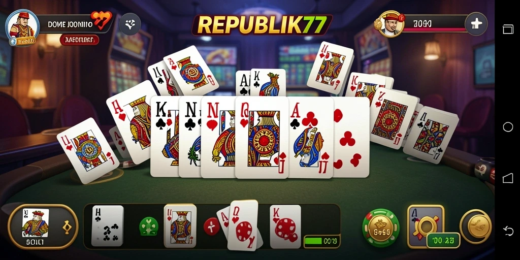 Screenshot gameplay REPUBLIK77 menampilkan aksi seru permainan Domino.