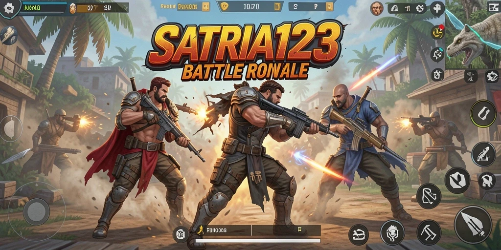 Gameplay seru dan mendebarkan dalam SATRIA123 Battle Royale.