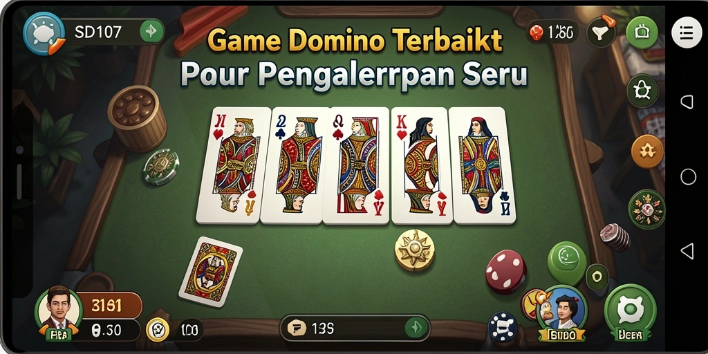 Tampilan gameplay seru dari SD107 yang menampilkan domino klasik.